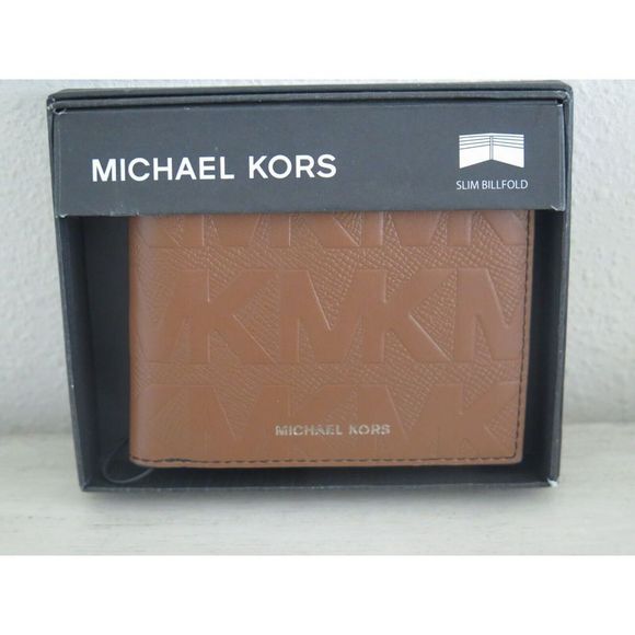 Michael Kors Andy Slim Billfold Bi Fold Luggage Embossed Leather Men Card Wallet - Picture 5 of 8